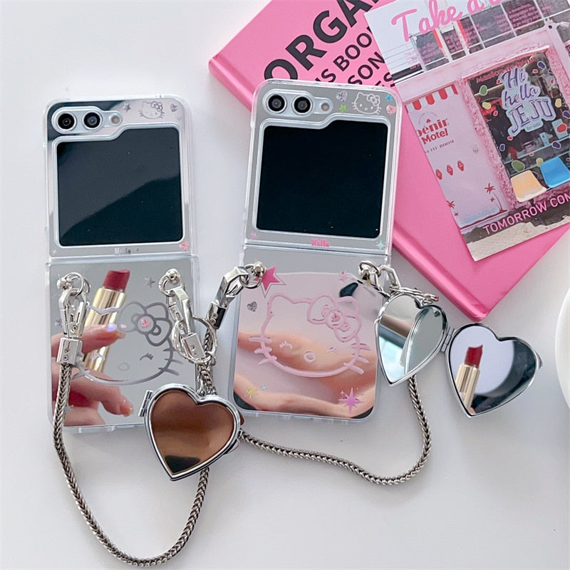 Z Flip 5 Case | Cute Cartoon Mirror Galaxy Flip 5 Phone