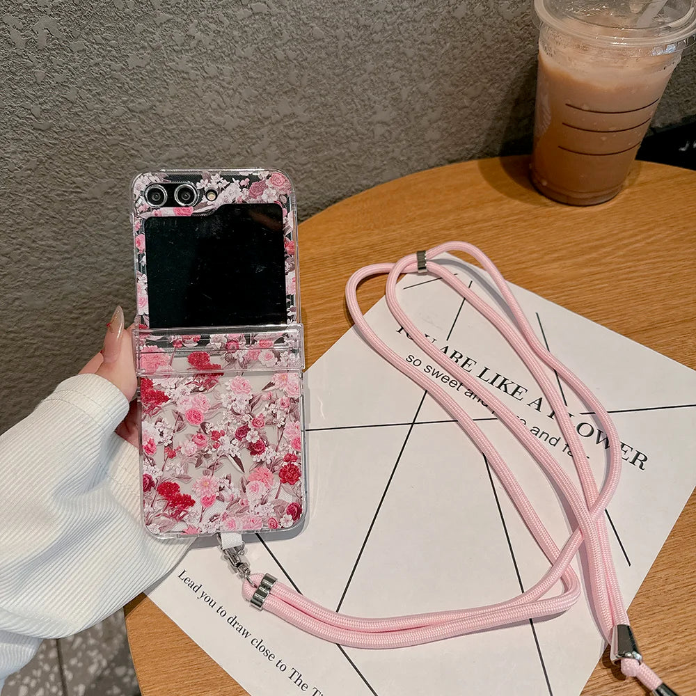 Retro Rose Lanyard Case for Samsung Galaxy Z Flip