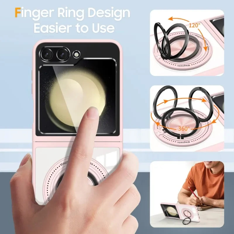 Transparent Case with Ring Holder For Samsung Galaxy Z Flip 6