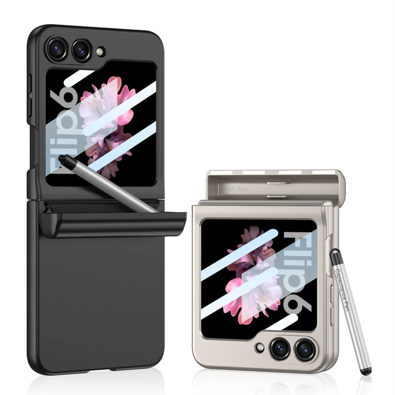 Shockproof Case with Magnetic Hinge Protection and Touch Pen for Samsung Galaxy Z Flip 6