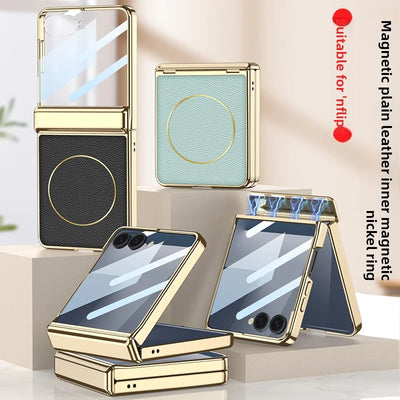 Luxury Magnetic Leather Case with Hinge protection