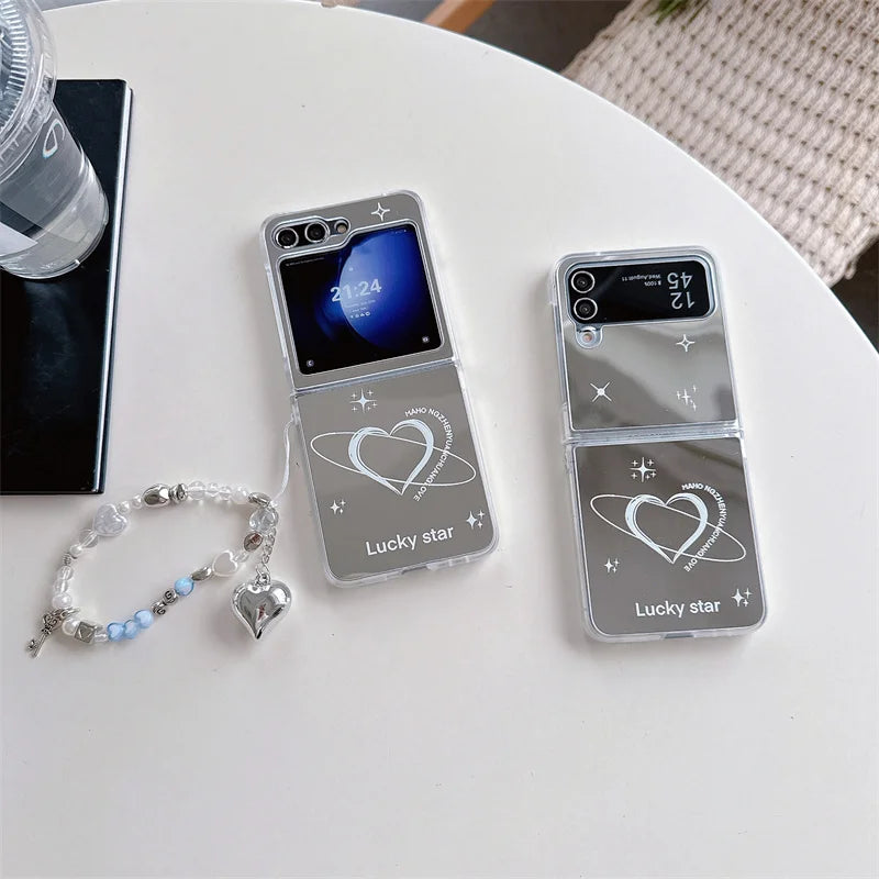 Korean Love Heart Mirror Case for Samsung Galaxy Z Flip