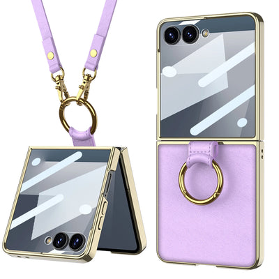 Crossbody Leather Case with Ring Kickstand