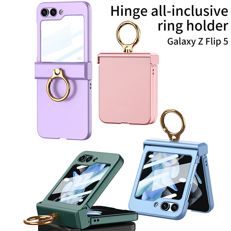 Ultra-thin Matte Case with Ring Bracket and Screen Protective for Samsung Galaxy Z Flip 5