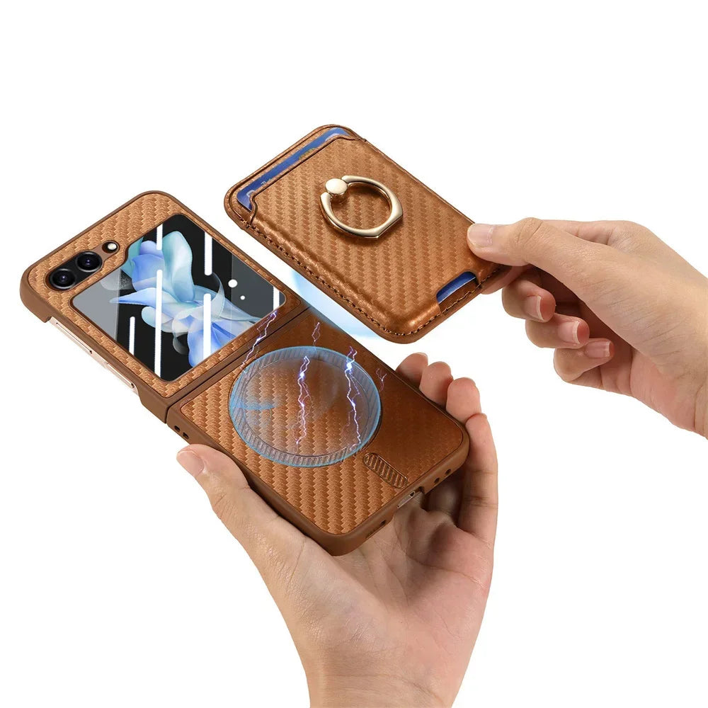 2 in 1 Detachable Carbon Fiber Case and Card Wallet