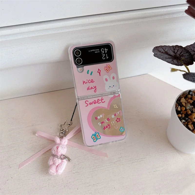 Love Heart Rabbit Mirror Case for Samsung Galaxy Z Flip 3/4/5