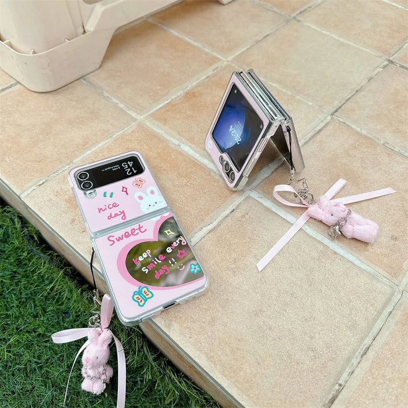 Love Heart Rabbit Mirror Case for Samsung Galaxy Z Flip 3/4/5