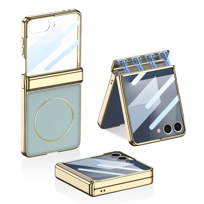 Luxury Magnetic Leather Case with Hinge protection