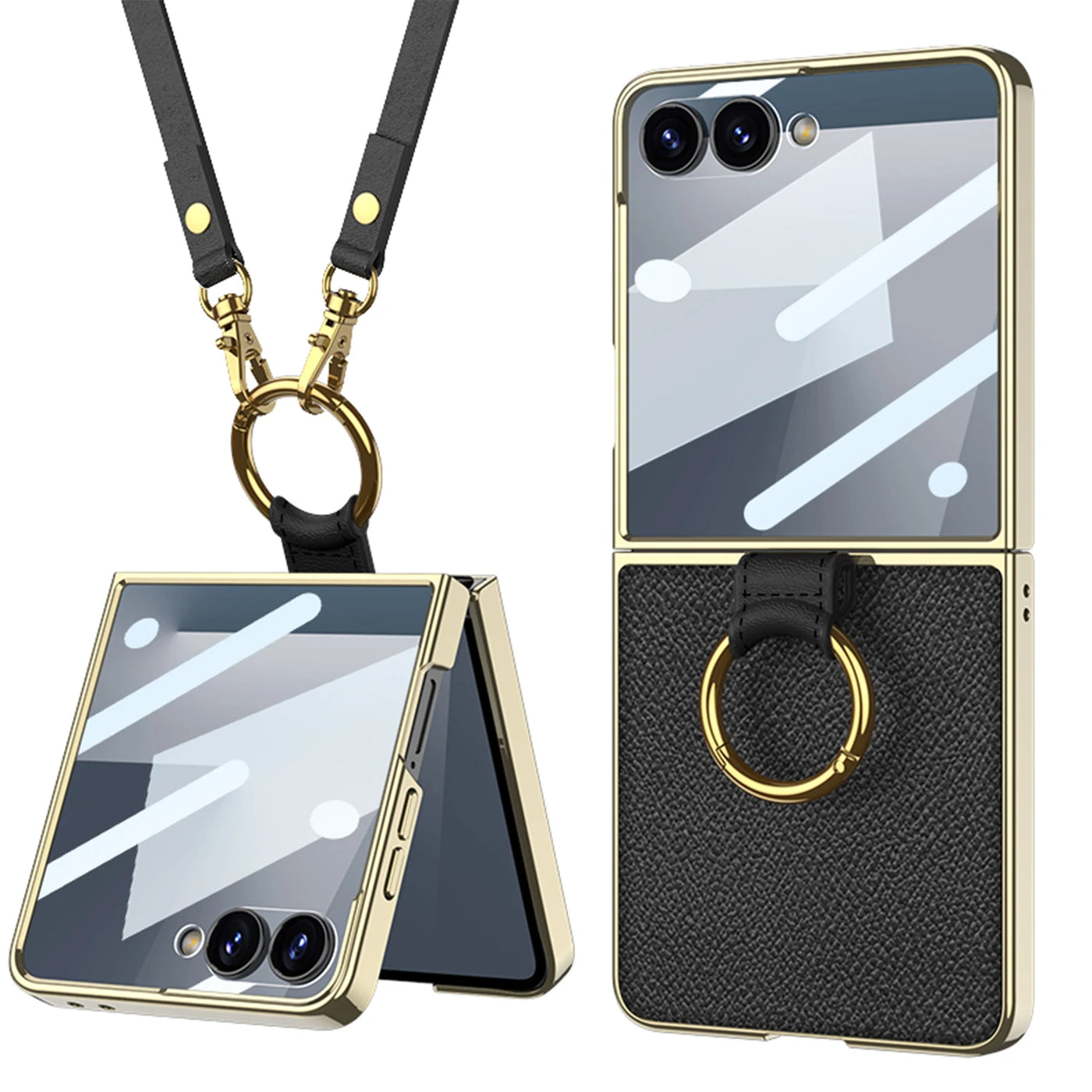 Crossbody Leather Case with Ring Kickstand