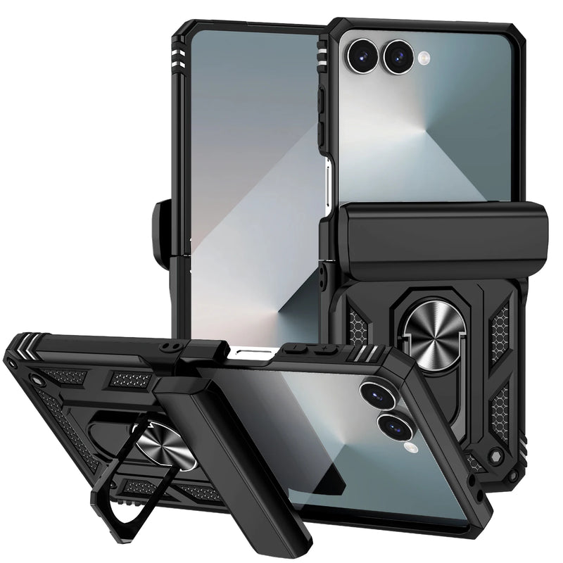 Rugged Ring Kickstand Case with Hinge Protection for Samsung Galaxy Z Flip 7