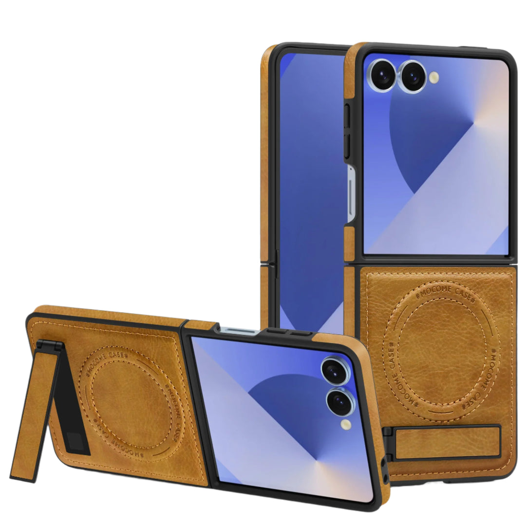 Samsung Galaxy Z Flip 7 Leather Magnetic Stand Phone Case – The Z