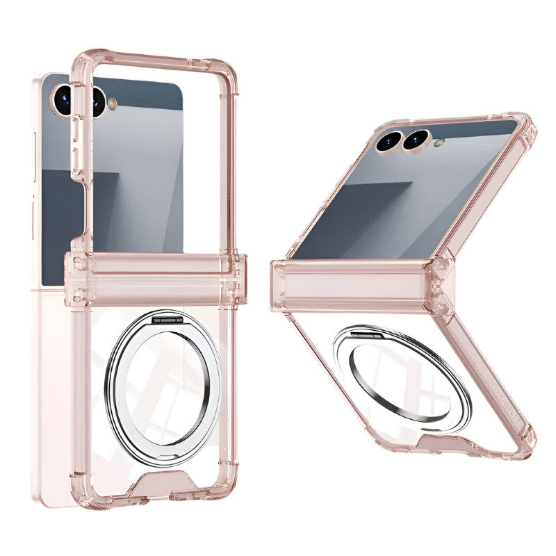 Magnetic Ring Stand Clear Case with Hinge Protection for Samsung Galaxy Z Flip 7