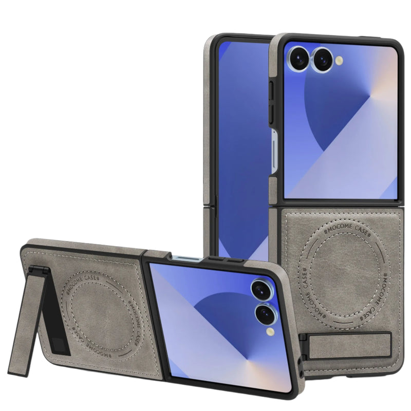 Elegant Leather Magnetic Stand Case for Samsung Galaxy Z Flip 7
