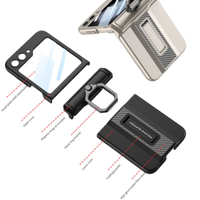 Armor Case with Ring Holder & Magnetic Hinge Protective For Samsung Galaxy Z Flip 5
