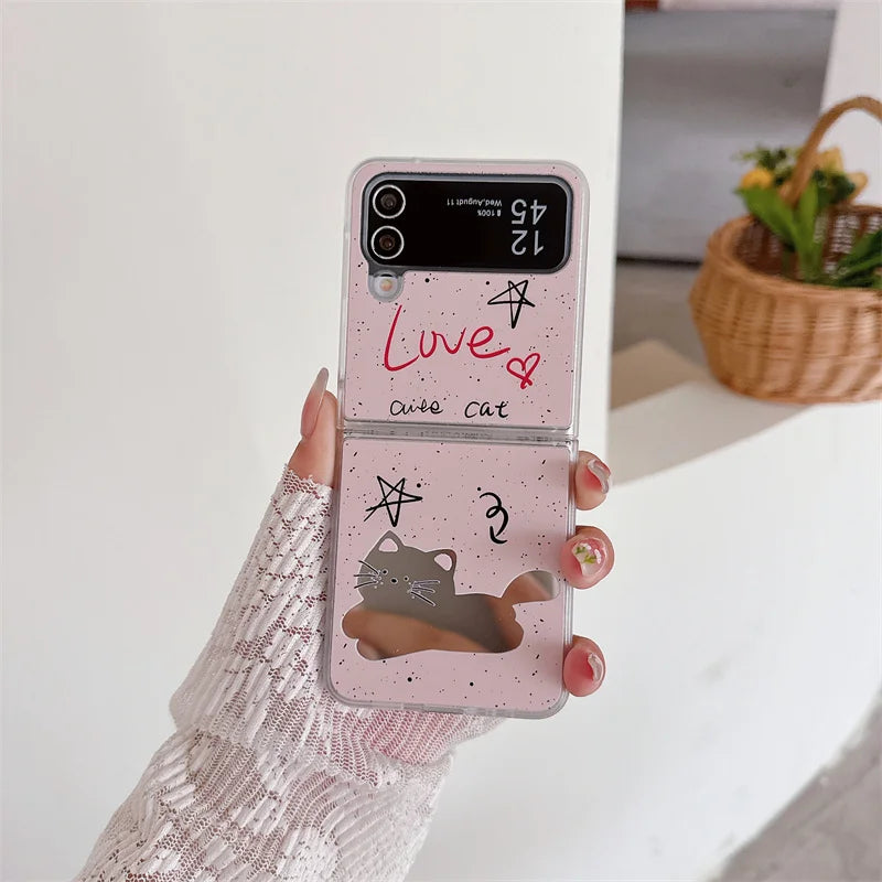 Cute Cat Dog Mirror Case for Samsung Galaxy Z Flip