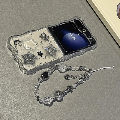 Glitter Star Clear Case for Z Flip