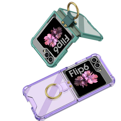 Transparent Shockproof Case with Ring Holder for Samsung Galaxy Z Flip 6