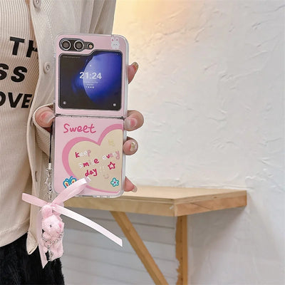 Love Heart Rabbit Mirror Case for Samsung Galaxy Z Flip 3/4/5