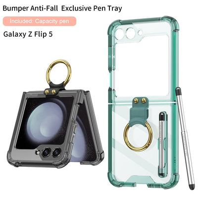 Transparent Shockproof Case with Ring holder for Samsung Galaxy Z Flip 5