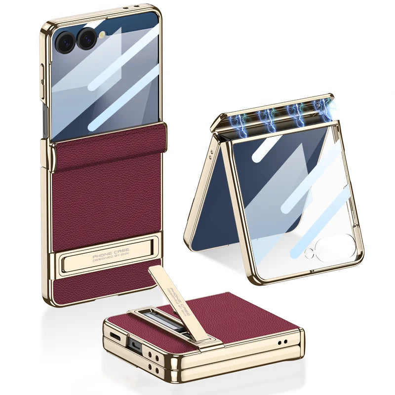Leather Stand Case with Hinge Protection