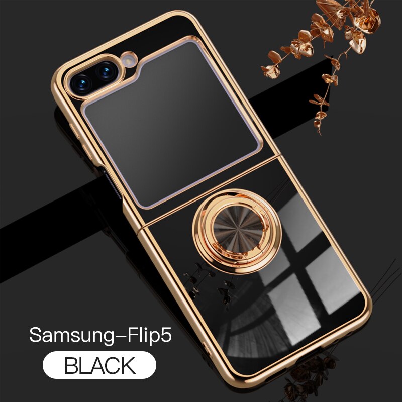 Luxury Electroplating Ring Holder Case for Samsung Galaxy Z Flip 5