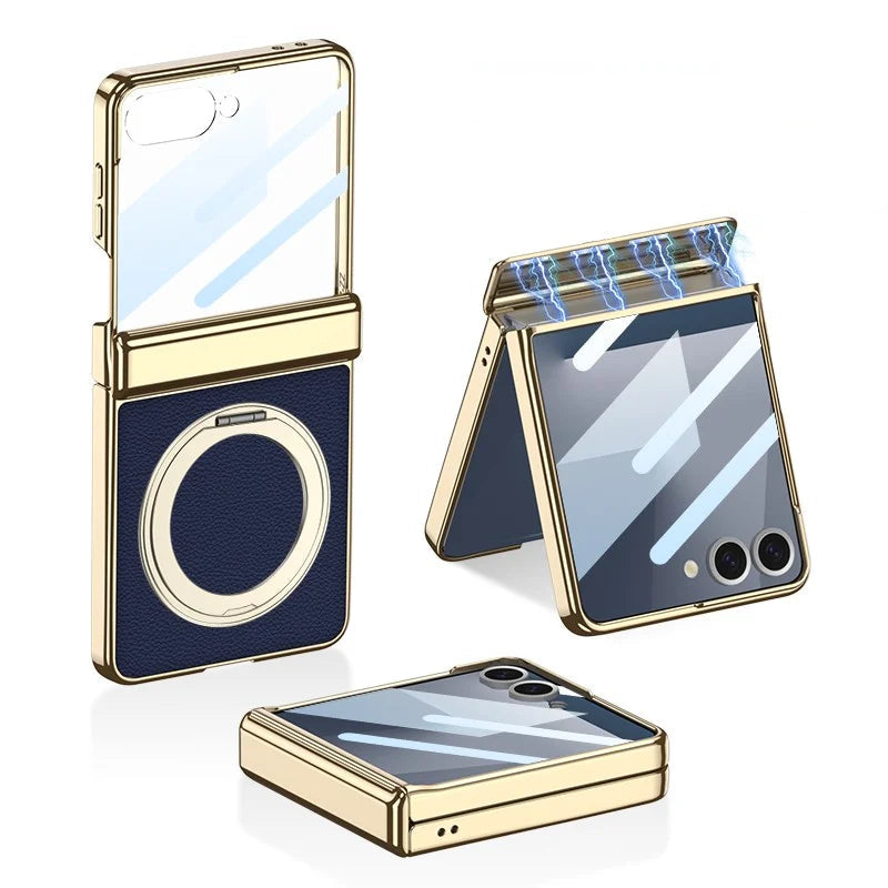 Magnetic Leather Rotating Stand Case