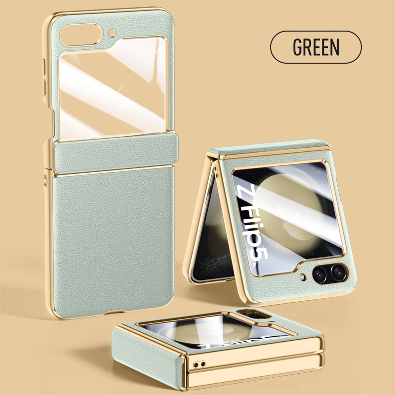 Z Flip 5 Leather Case | Shockproof Galaxy Flip 5 Phone Cover – The