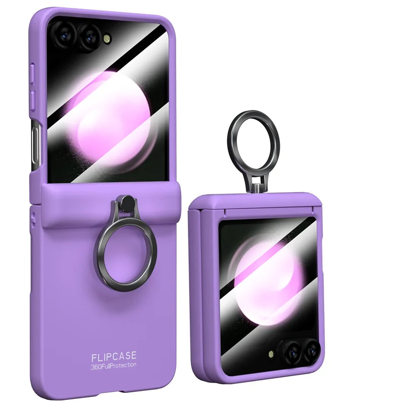 Shockproof Case with Hinge Protection and Ring Stand for Samsung Galaxy Z Flip 6