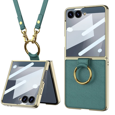Crossbody Leather Case with Ring Kickstand