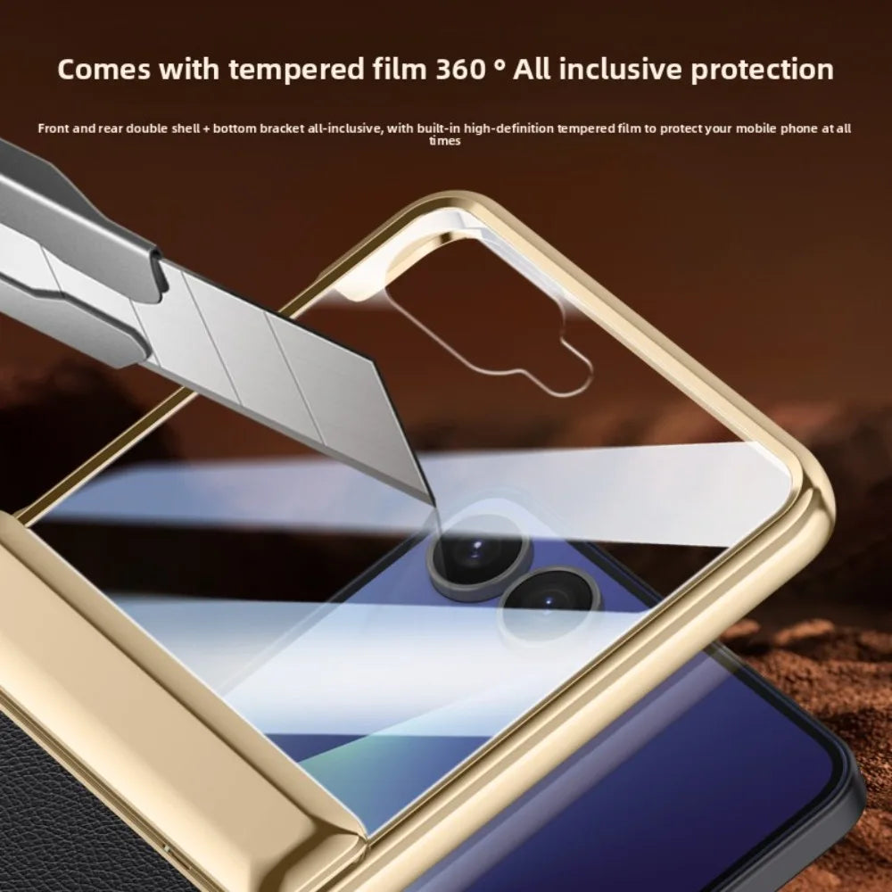 Magnetic Ring Stand Leather Case