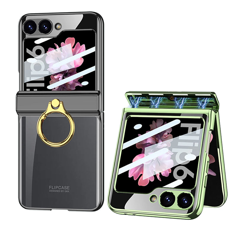Transparent Case with Magnetic Hinge Protection and Stand for Samsung Galaxy Z Flip 6