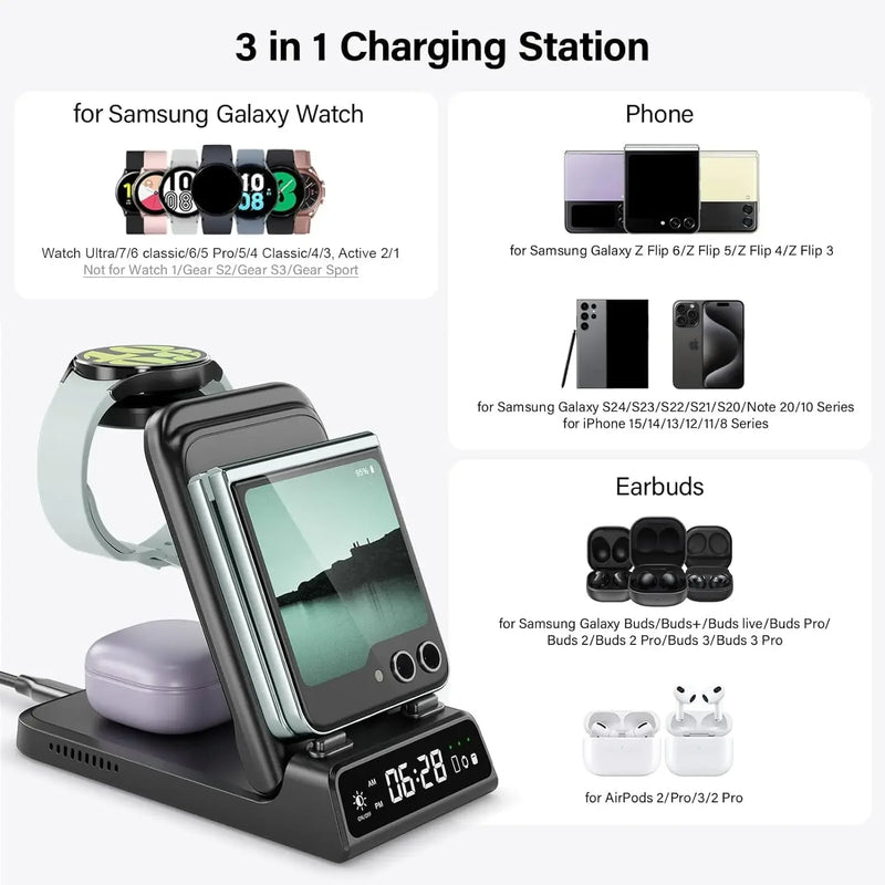 3-in-1 Charging Station for Samsung Galaxy Z Flip and Galaxy Watch Series