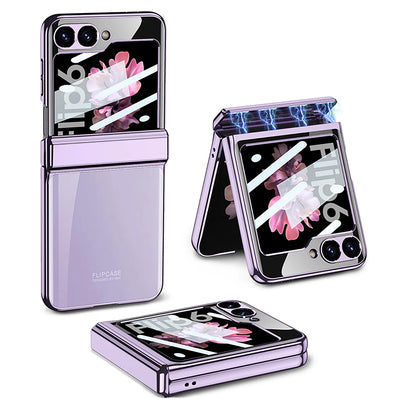 Transparent Case with Magnetic Hinge Protection for Samsung Galaxy Z Flip 6