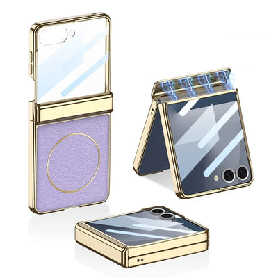 Luxury Magnetic Leather Case with Hinge protection