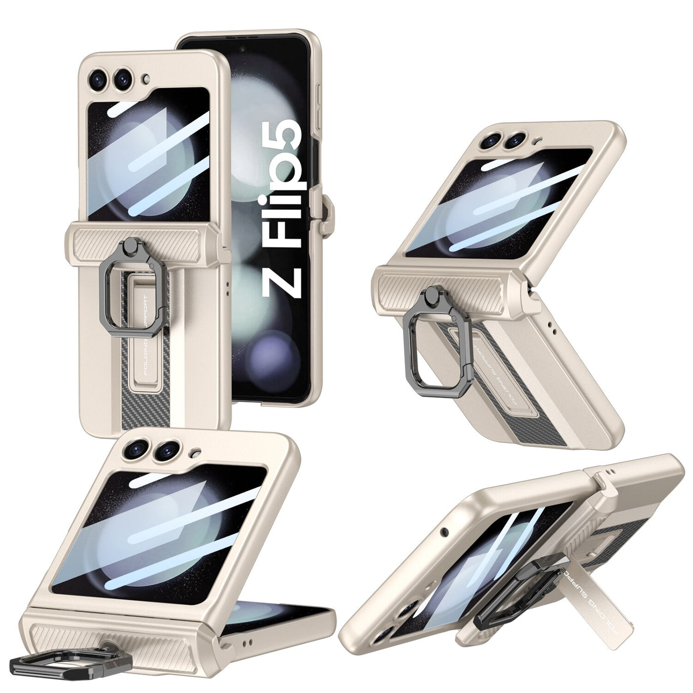Armor Case with Ring Holder Magnetic Hinge Protective For Samsung Galaxy Z Flip 5