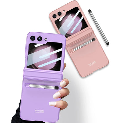 Magnetic Hinge Protection Case With Touch Pen For Galaxy Z Flip 5