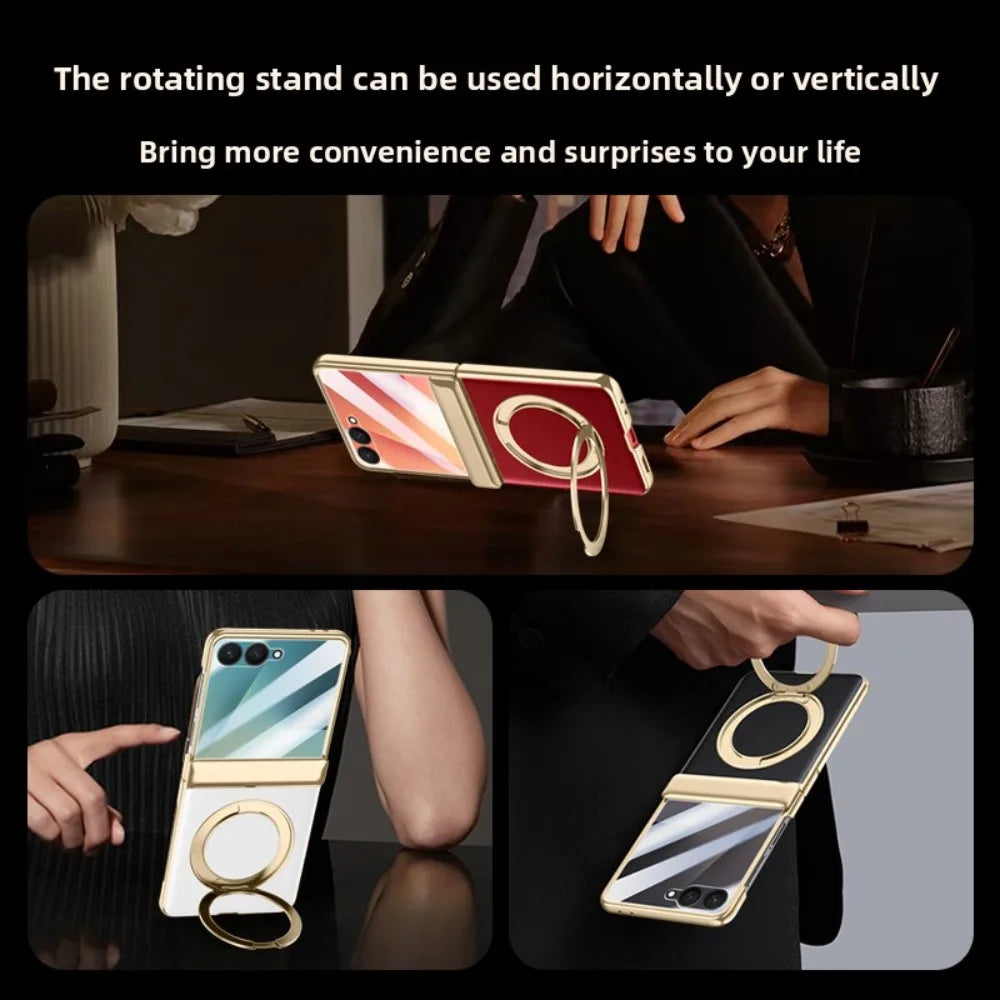 Magnetic Ring Stand Leather Case