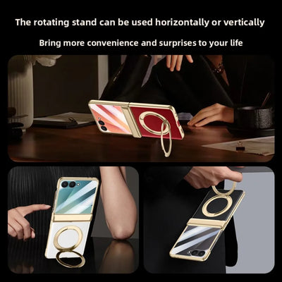 Magnetic Ring Stand Leather Case