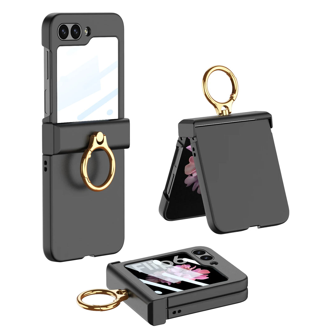 iPhone・スマホケース DESIGN SKIN Galaxy Z Flip 6 Ring Grip Pocket Case ver2 Ivory ☆DESIGN SKIN☆ Galaxy Z Flip 6 Ring Grip Pocket Case ver2 S