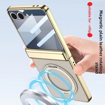 Magnetic Leather Rotating Stand Case