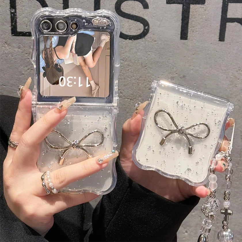 Bowknot Glitter Case For Galaxy Flip