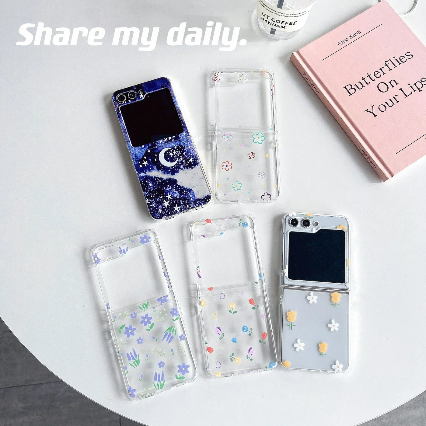 Cartoon Floral Moon Star Case for Samsung Galaxy Z Flip 3/4/5