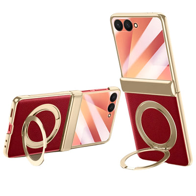 Magnetic Ring Stand Leather Case