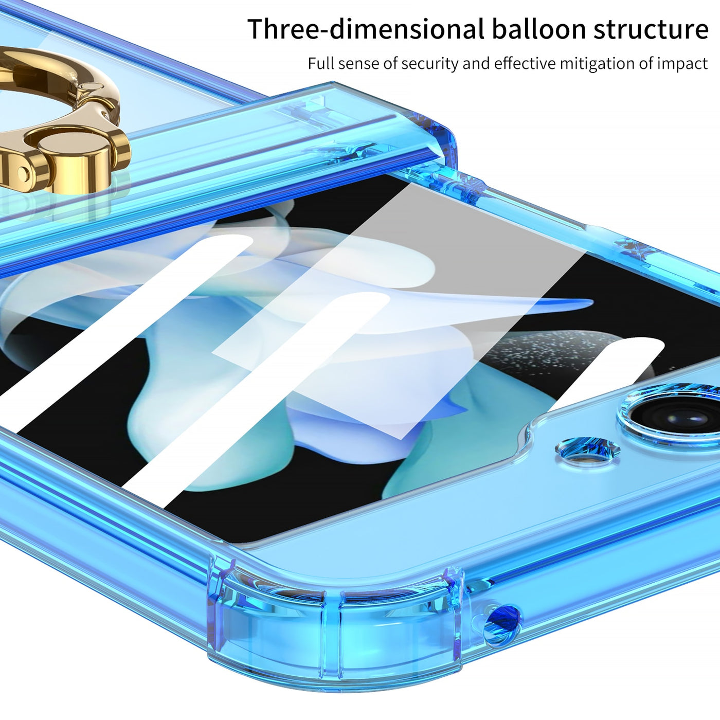 Samsung Galaxy Z Flip 5 Case - Transparent Folding Hingle With Ring Bracket