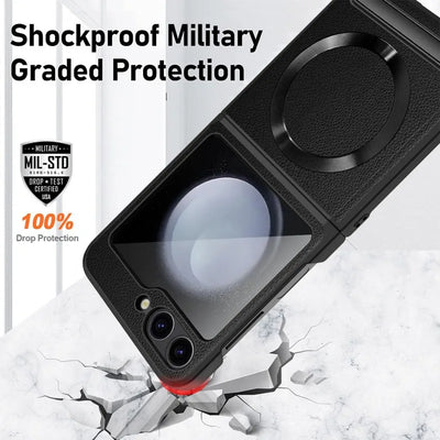 Shockproof Leather Case with Magnetic Kickstand for Samsung Galaxy Z Flip 6