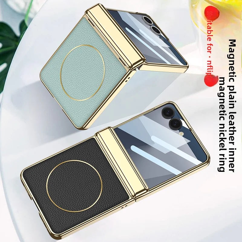 Luxury Magnetic Leather Case with Hinge protection