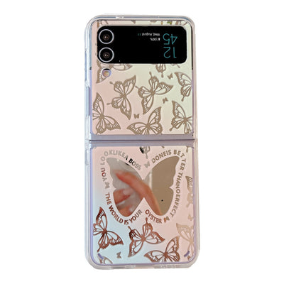 Gradient Butterfly Mirror Case For Galaxy Z Flip 3 & 4