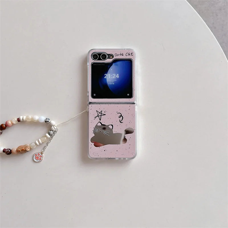 Cute Cat Dog Mirror Case for Samsung Galaxy Z Flip