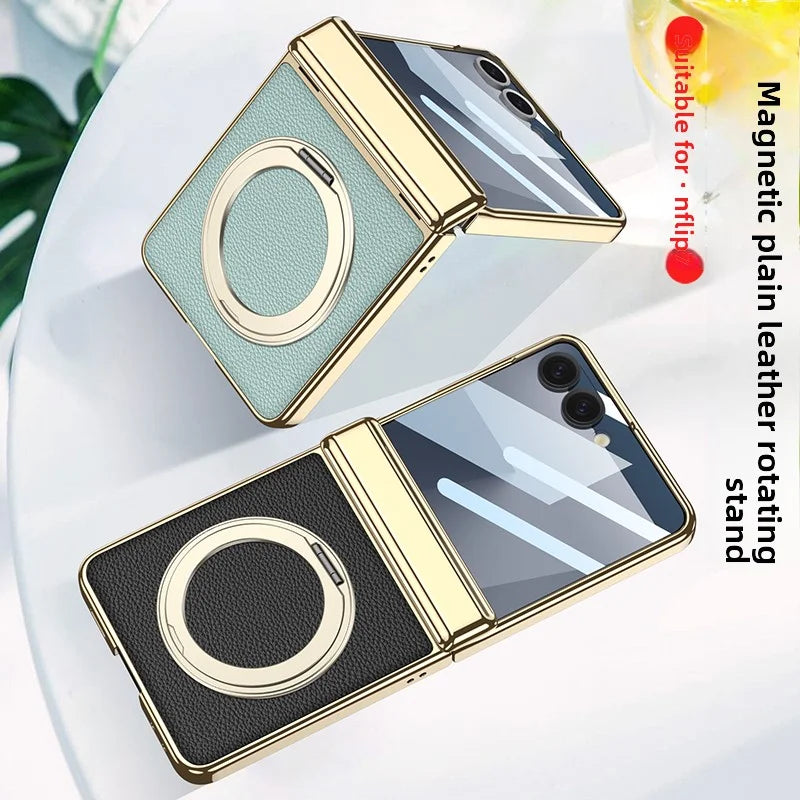 Magnetic Leather Rotating Stand Case