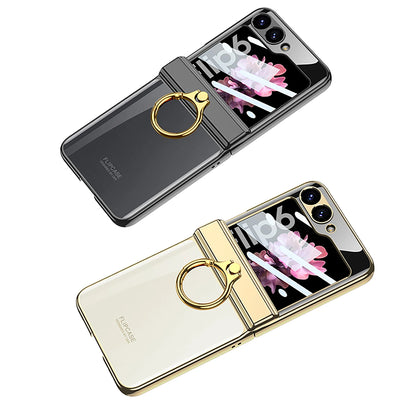 Transparent Case with Magnetic Hinge Protection & Stand for Samsung Galaxy Z Flip 6